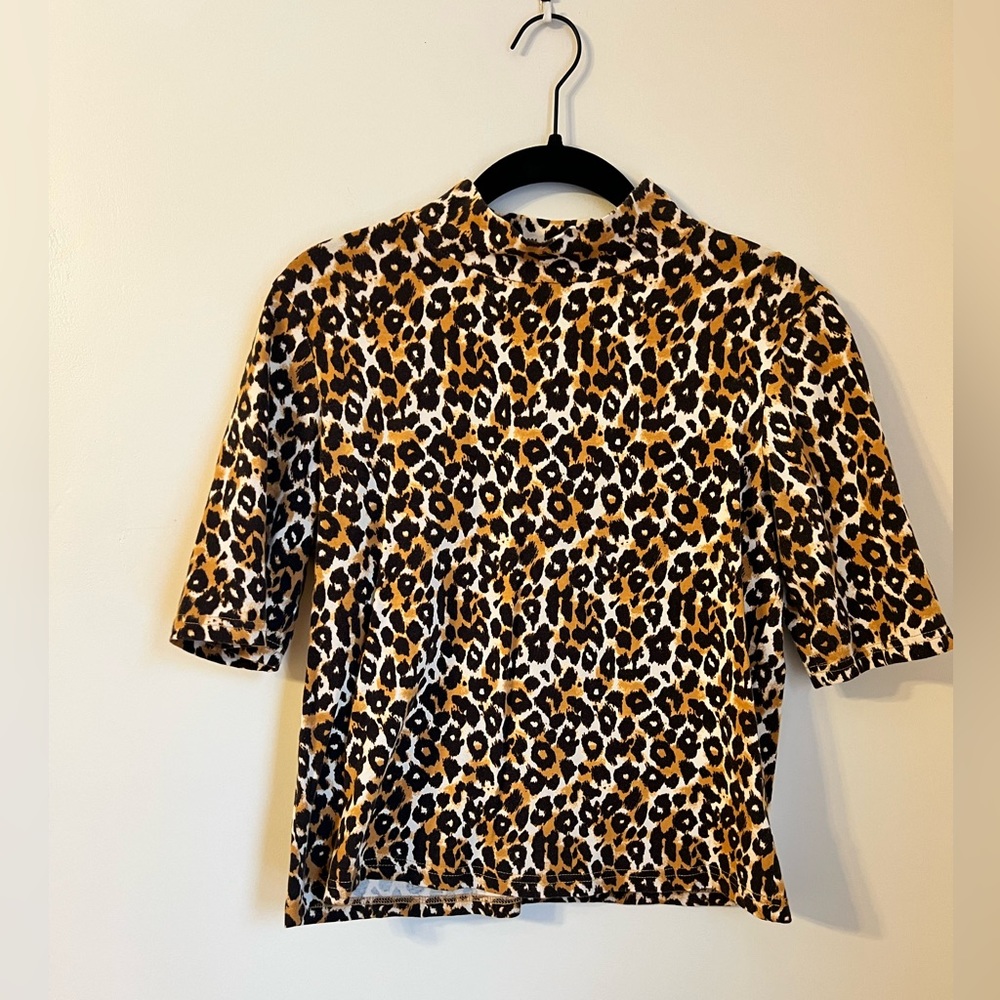 Anthropologie leopard mock neck